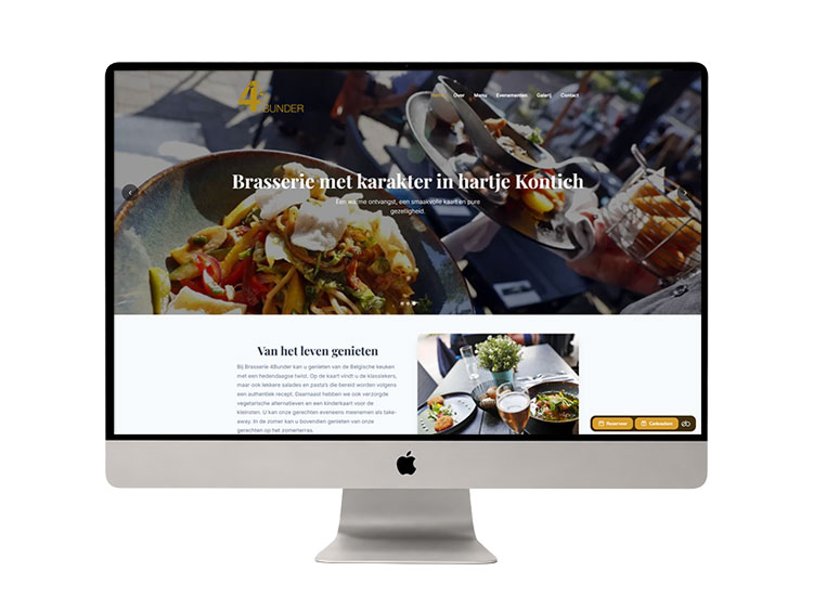 Restaurantwebsite met eenvoudig CMS in een iMac mockup