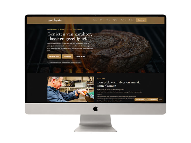 Moderne horecazaak met website en CMS in een iMac mockup