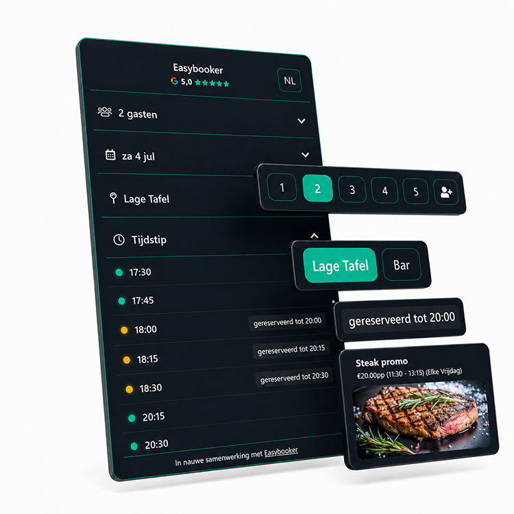 Easybooker dashboard met reservaties